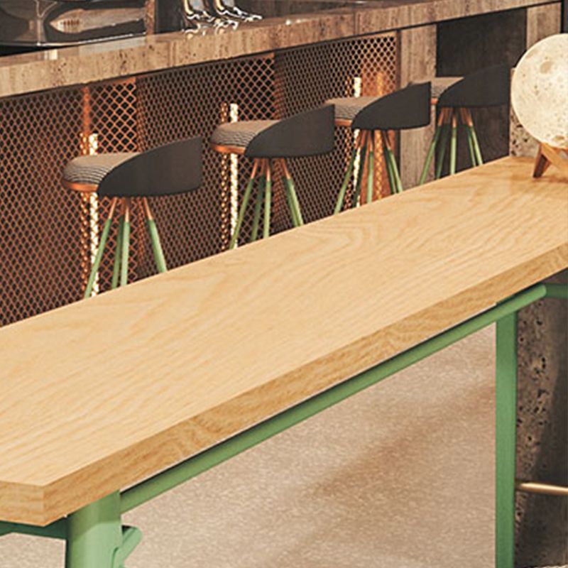 Glam Style Rectangle Bar Table Solid Wood Fixed Bar Dining Table with 4 Legs