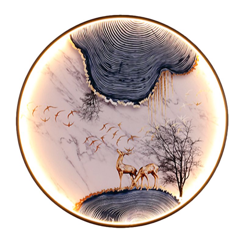 Elk / Bird Painting Wall Mural Lampe Asia Tabill