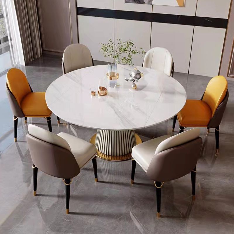 Glam Dining Set Stone 1/2/5/7 Pieces Dining Turntable Furniture for Home