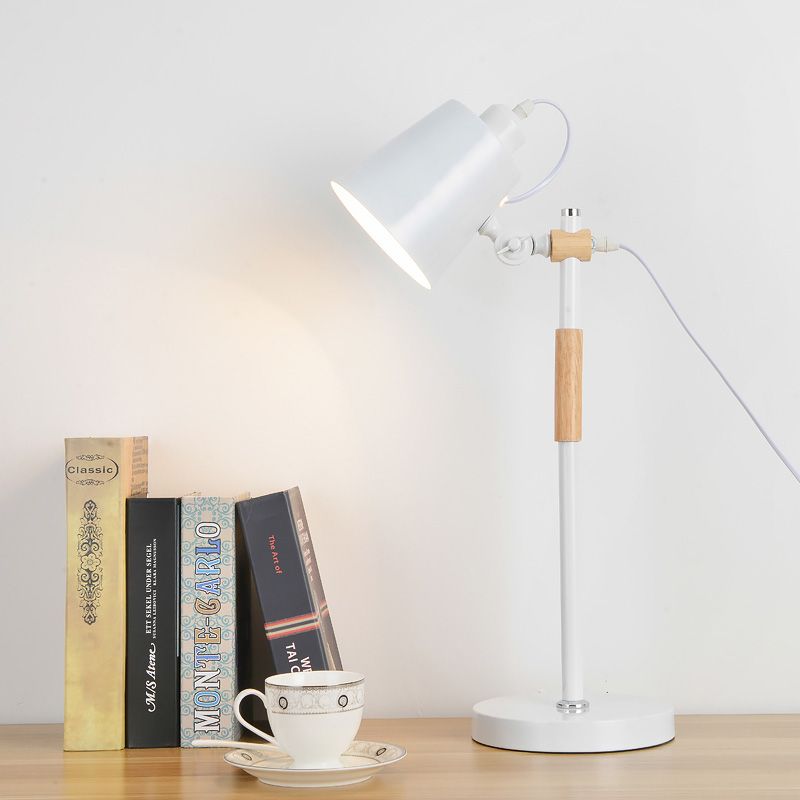 Metal Tapered Task Lighting Macaron 1 Head Yellow/Black/White Reading Book Light for Living Room