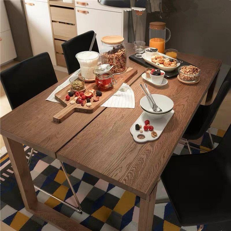 Rectangle Double Base Dining Table Modern Pine Wood Table for Dining Room