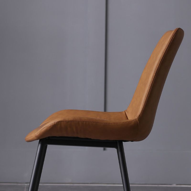 PU Leather Dining Chairs Industrial Style Arm Solid Back Dining Side Chairs