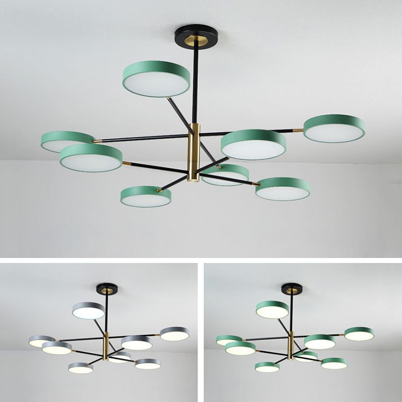 Two Layers Iron Chandelier Contemporary Style Pendant Light for Living Room Dinning Room