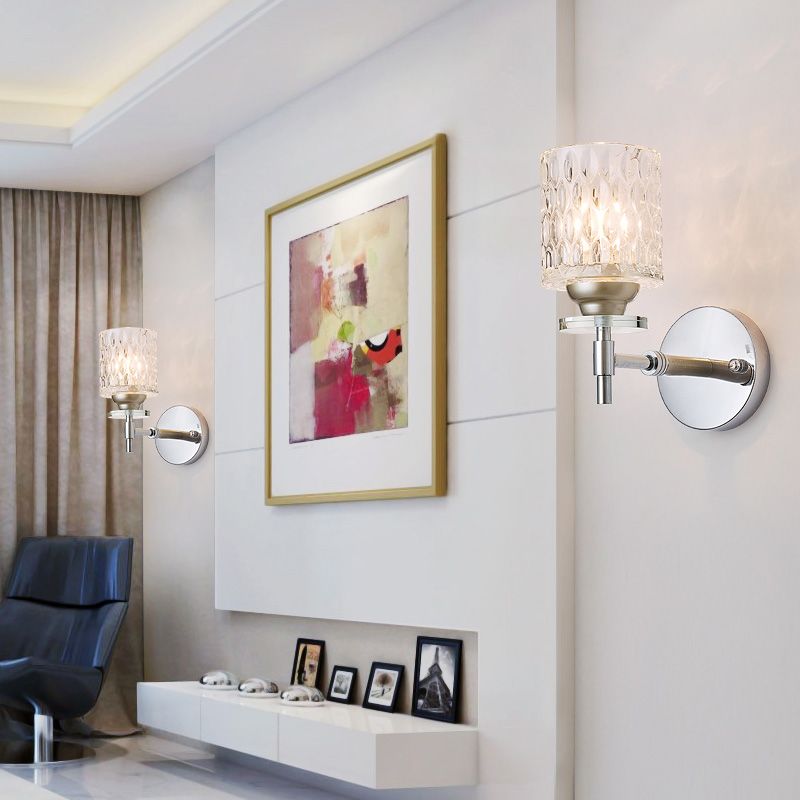 Applexion murale en verre aléatoire 1 Lumière Lumière de style moderne, finition noire / chromée