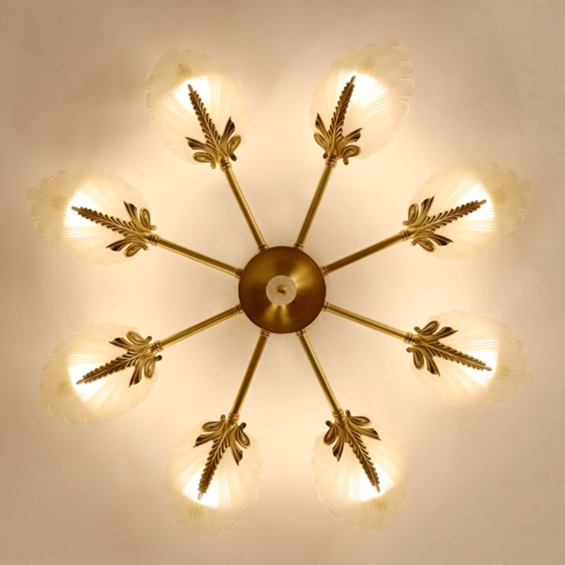 Lampada da soffitto in vetro con montaggio a semi-incasso Lampada da soffitto in ottone stile moderno