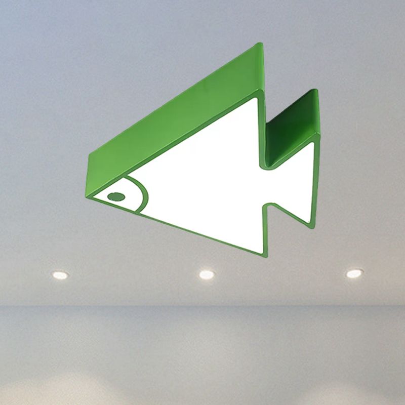 Cartoon Triangle Fish Ceiling Lamp Acrylic LED Flush Mount Light for Child Bedroom Living Room