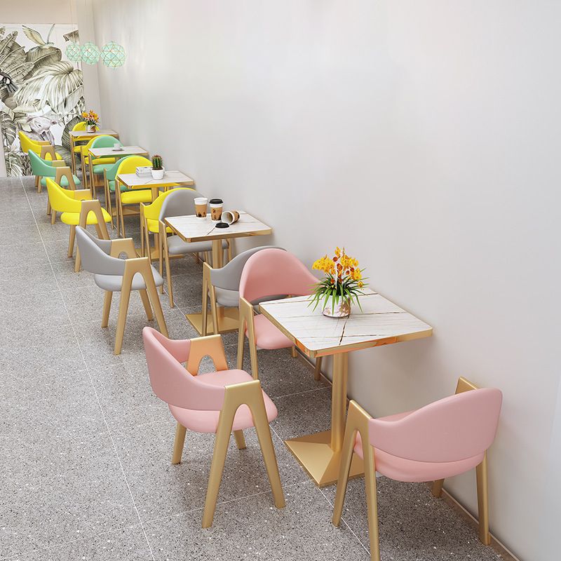 Upholstered Dining Chair Open Back Dining Chair with Gold Metal Legs