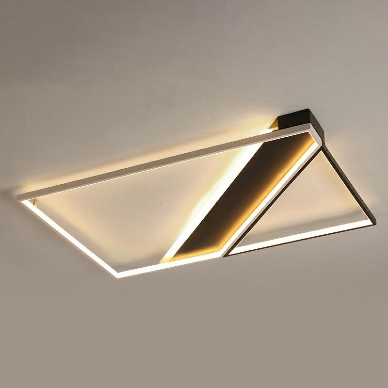 Black and White Frame LED Flushmount Lighting Minimalism Metal Ceiling Flush Light for Bedroom