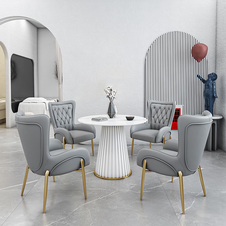 Glam 1/5 Pieces Dining Set Round Stone Dining Table for Kitchen