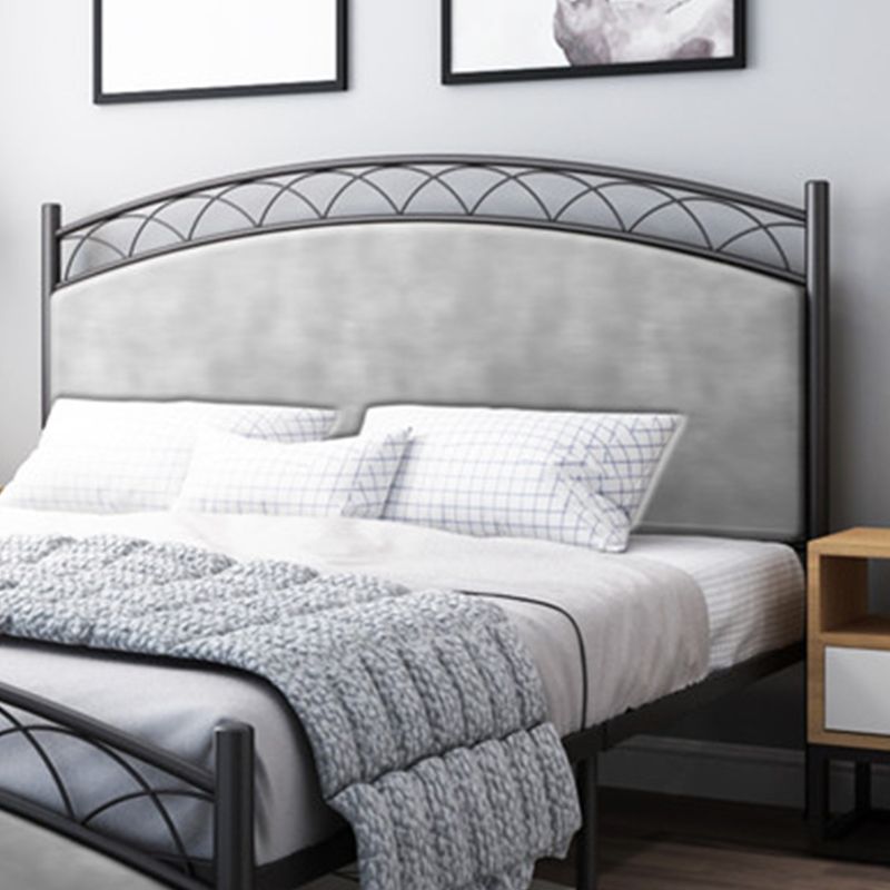 Modern Rectangular Bed Upholstered Headboard Bed with Metal Legs