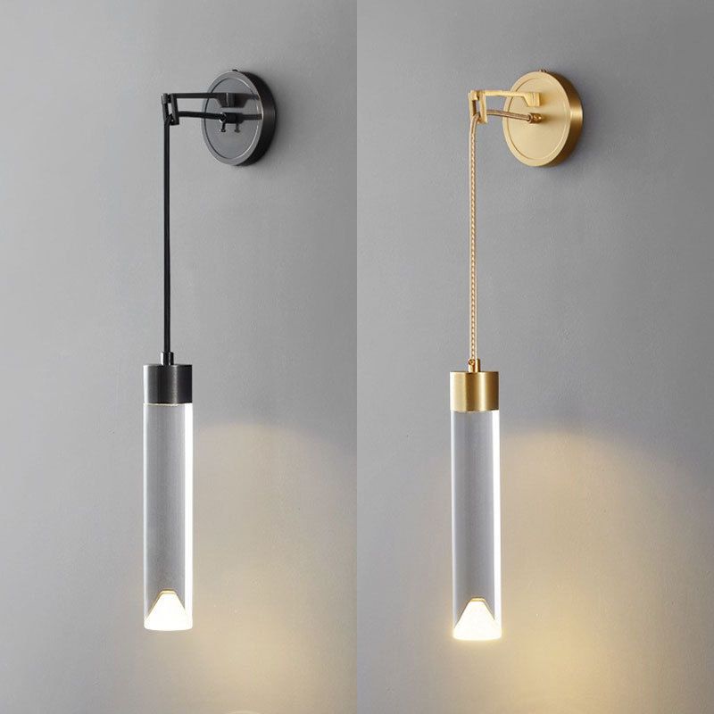 Contemporary Wall Sconce Cylinder Crystal Sconce Lighting for Bedroom