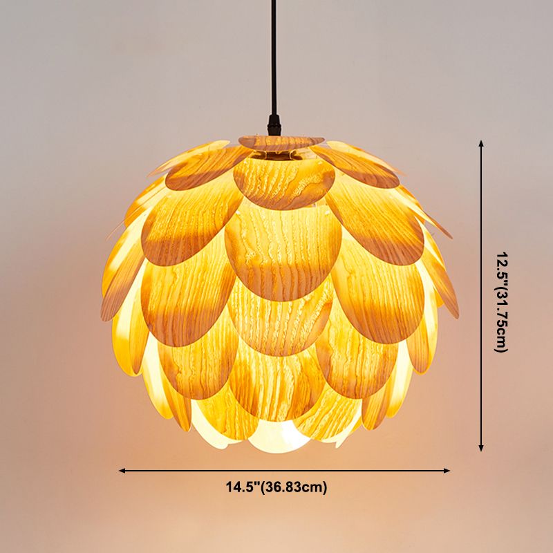 Moderner Stil Anhänger leichte Kiefernkegel Holz hängende Licht für das Restaurant