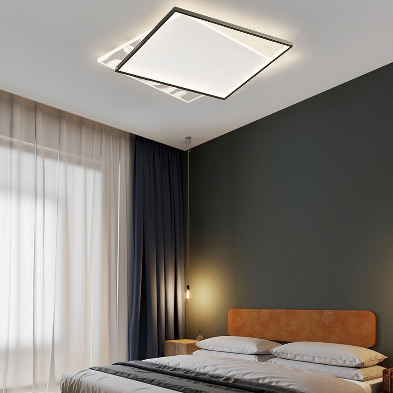 Modern Romantic Feather LED Ceiling Light Geometric Wrought Iron Ceiling Fixture for Bedroom