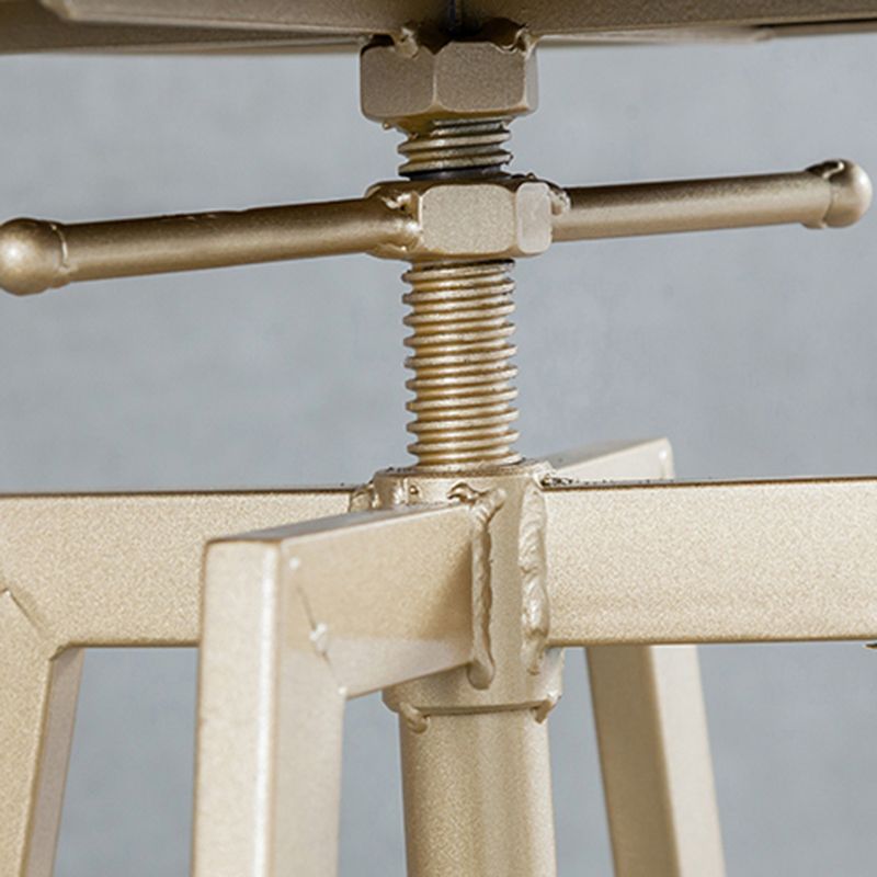 Backless Upholstered Bar Stool Metal Adjustable Height Bar Stool with Gold Legs
