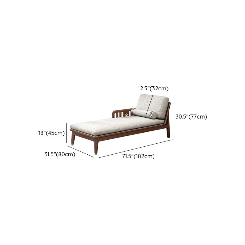 Walnut Slipcovered Cotton Blend Chaise Lounge Couch with Square Arms