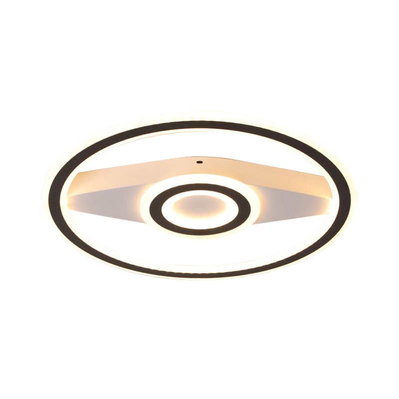 Acrylic Circular LED Ceiling Mount Light Modern Eye-Caring Ceiling Fixture in Black for Living Room