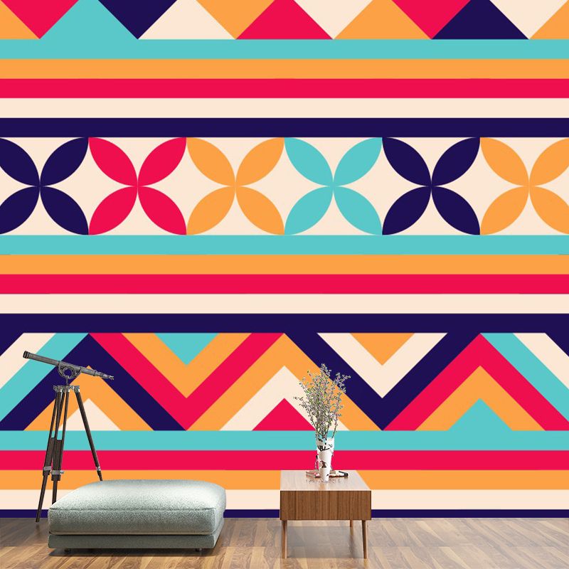 Papier peint Mural géométrique à blocs de couleurs, décoration murale de chambre à coucher résistante à l'humidité, taille personnalisée
