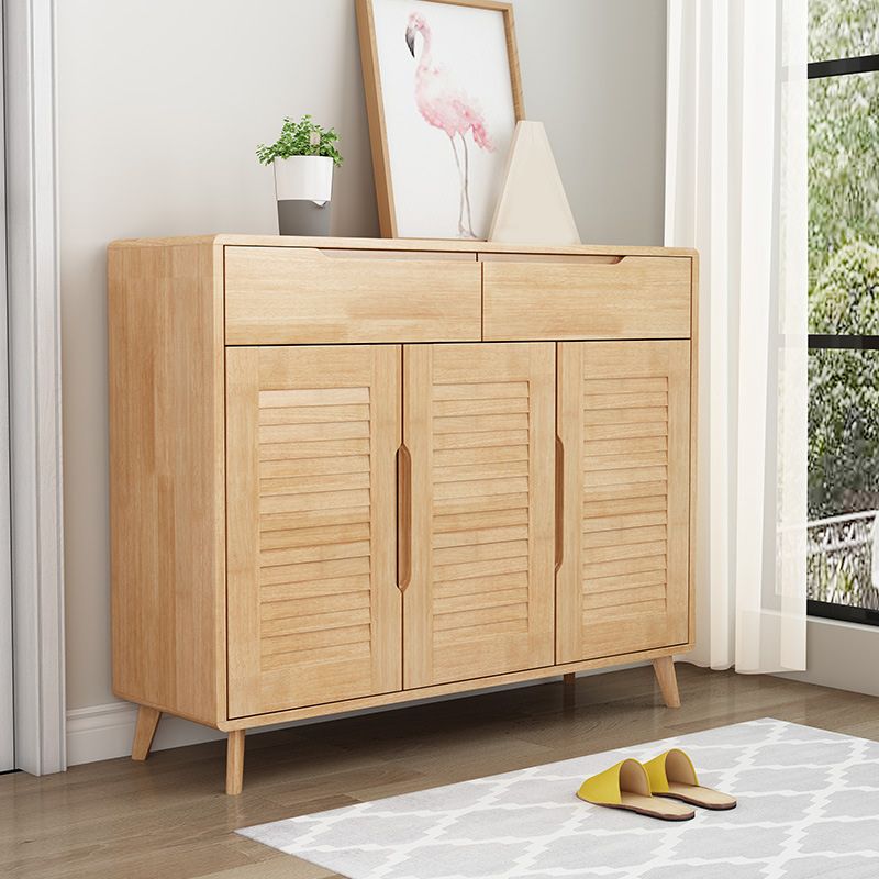 Contemporary Solid Wood Accent Cabinet with 2 Drawers and Doors
