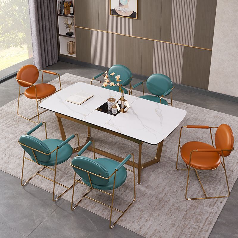 Silla de comedor tapizada de metal con respaldo abierto, sillón casero de estilo moderno