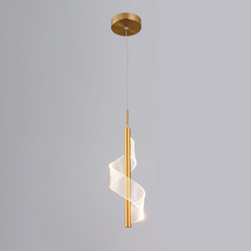 Eenvoud Spiraal hanglamp Acryl Bedide Led Hangly Light armatuur in goud
