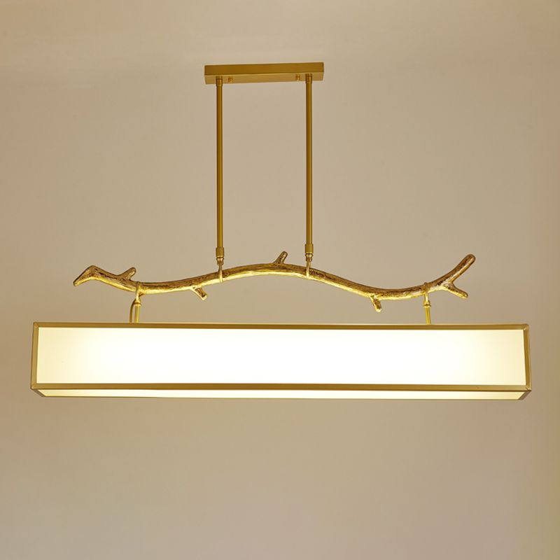 Accesorio de iluminación de la isla rectángulo metal moderno luz colgante de luz individual