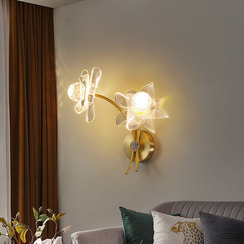 Acrylic Modern Wall Sconce Geometric Bronze Wall Mounted Light for Bedroom