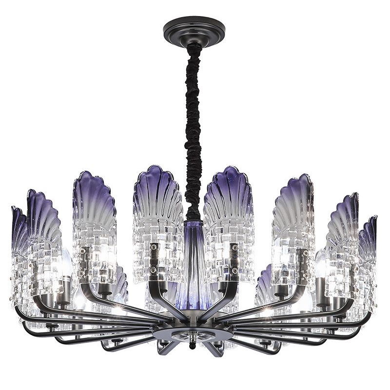 Lumo lampadario di pavone Lighting moderno gradiente blu violaceo in vetro blu lampada appesa