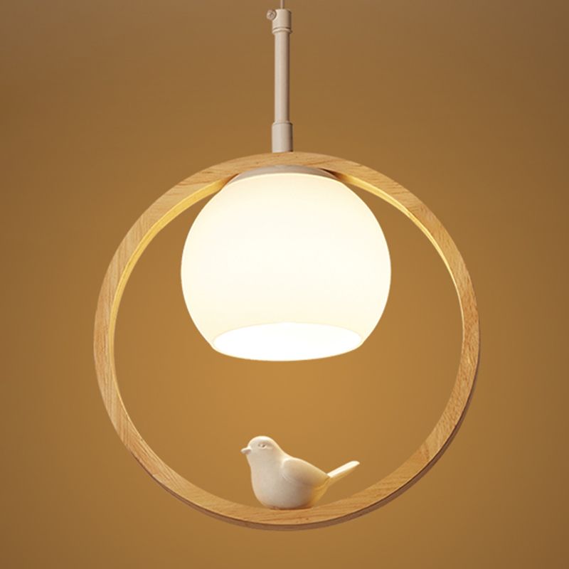 Holz 1 hängende hängende leichte Globus und Vögel Schlafzimmer moderne Anhängerleuchten