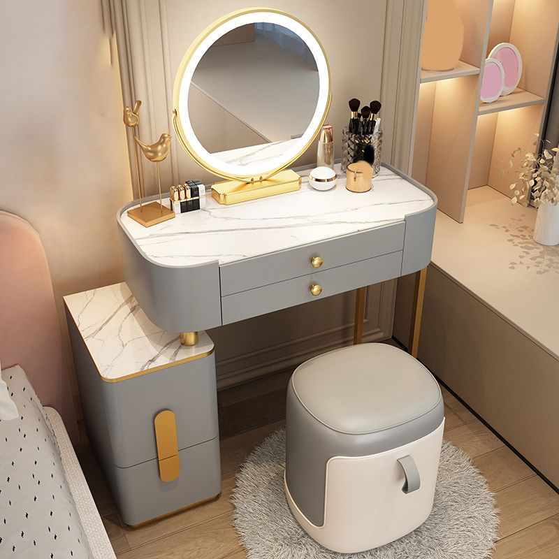 Glam Glass Makeup Counter 29.9" H Bedroom Make-up Vanity with Drawer