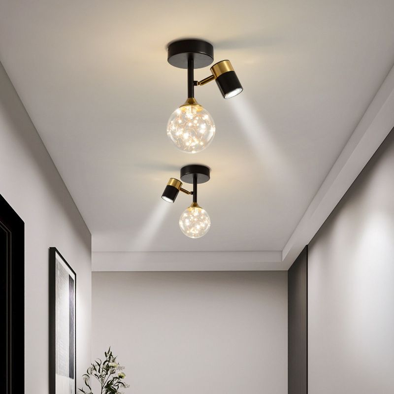 Contemporary Ceiling Light Fixture Metal Semi Flush Mount in Black for Corridor