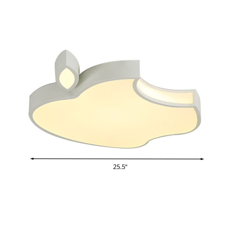 Black/White Apple Flush Mount Lighting Minimalism Style 21"/25.5" W LED Acrylic Ceiling Fixture, Warm/White/3 Color Light