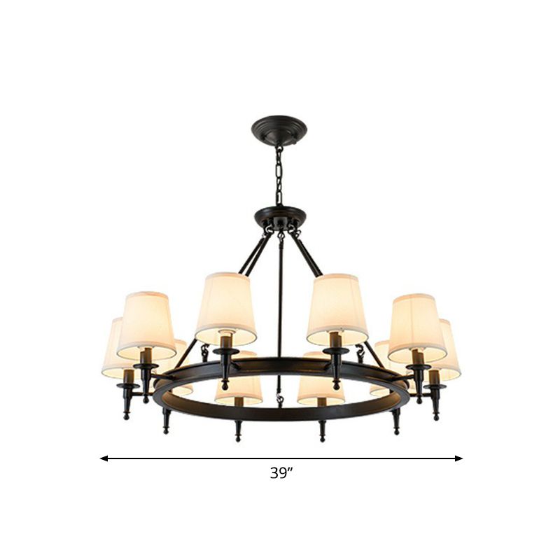 Tapered Ceiling Suspension Lamp Simplicity Fabric Chandelier Lighting for Living Room