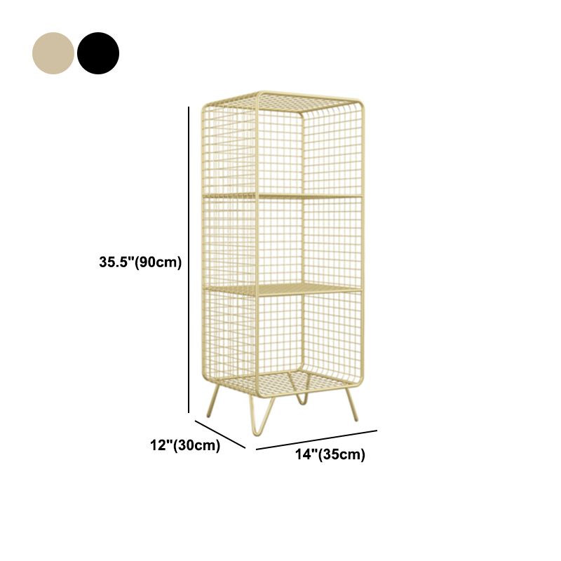 Modern Closed Bookcase with Metal Rectangular Shelves for Study Room