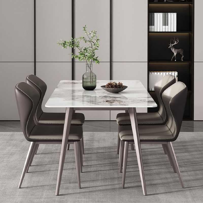 Modern 1/3/4/5/7 Pieces Dinette Set with White Sintered Stone Rectangle Dining Table Set