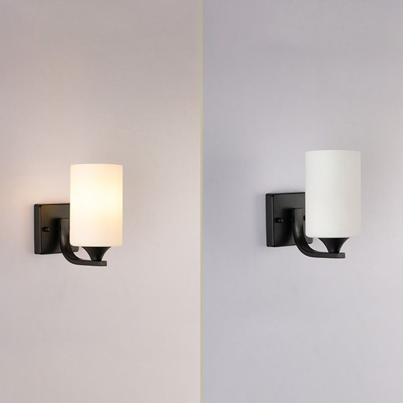 Modern Style Cylinder Shape Wall Light Glass Sconces for Bedroom