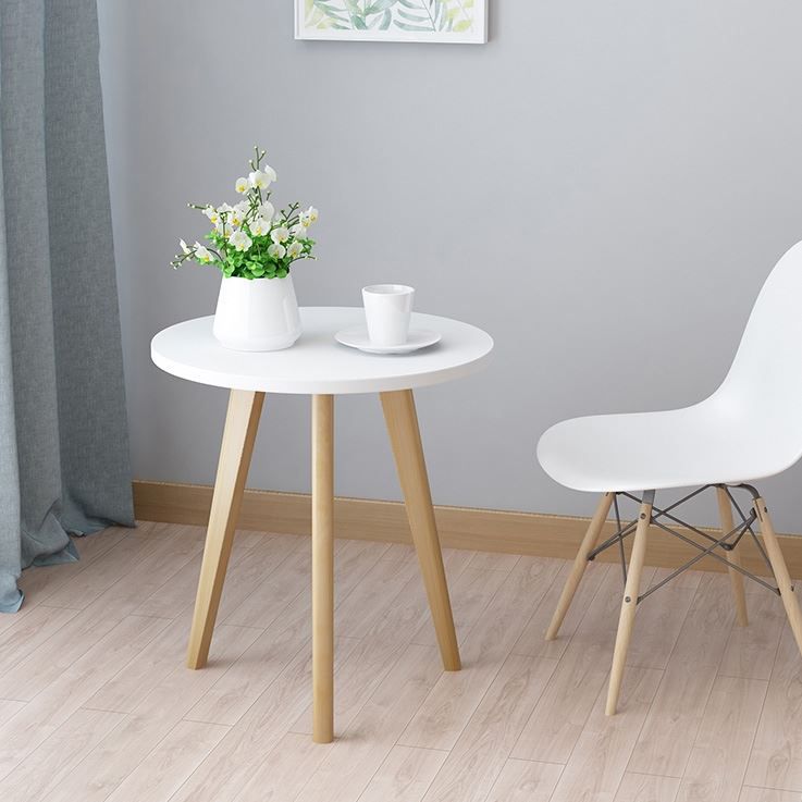 Contemporary Style Side End Table Wooden 3 Legs Round Sofa Side Accent Table