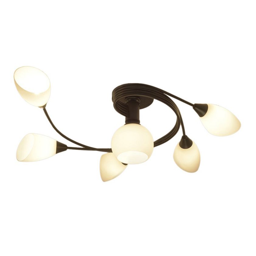 Black Semi Flush Mount Light Simple Glass Shaded Ceiling Mounted Light