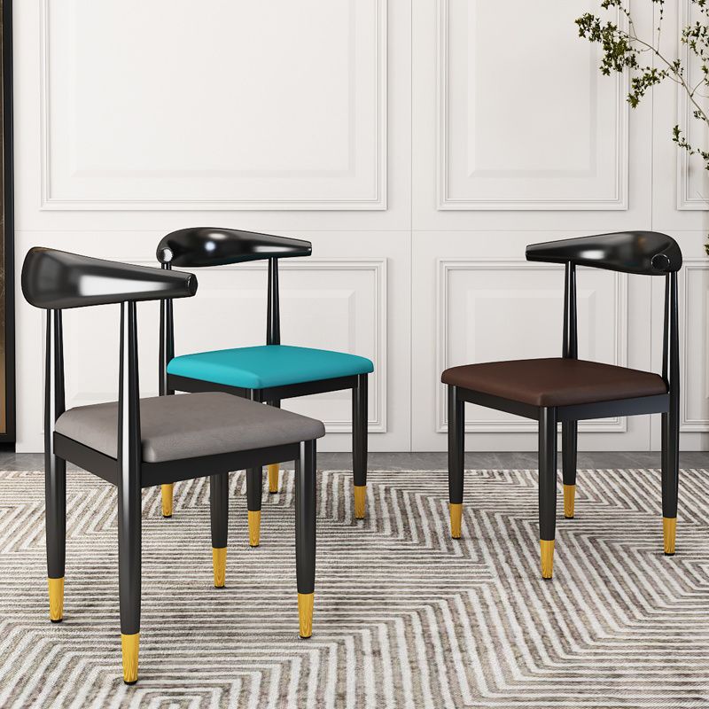 Nordic Style Dining Side Chairs Armless Chairs for Kitchen with Metal Legs (Set of 2)