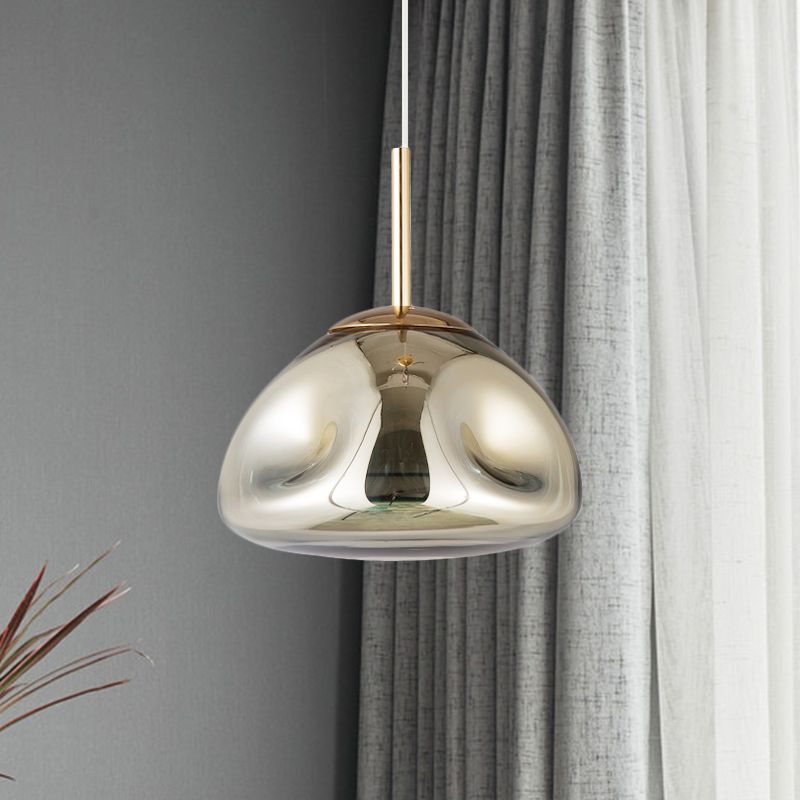 Gold/Silver/Rose Gold Melt Shape Pendant Lamp Modern 1 Light Dimpled Blown Glass Hanging Light Kit