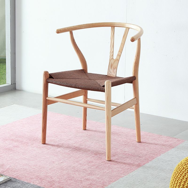 Contemporary Style Ash Wood Chair Dining Room Fork Bone Back Chairs Set