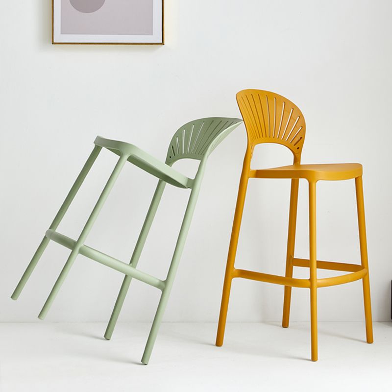 Stack-able Modern Footrest Bar Stool Low Back Plastic Rectangular Counter Stool