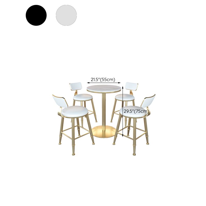 Glam Faux Marble Pub Table Cocktail Bar Table with Metal Pedestal