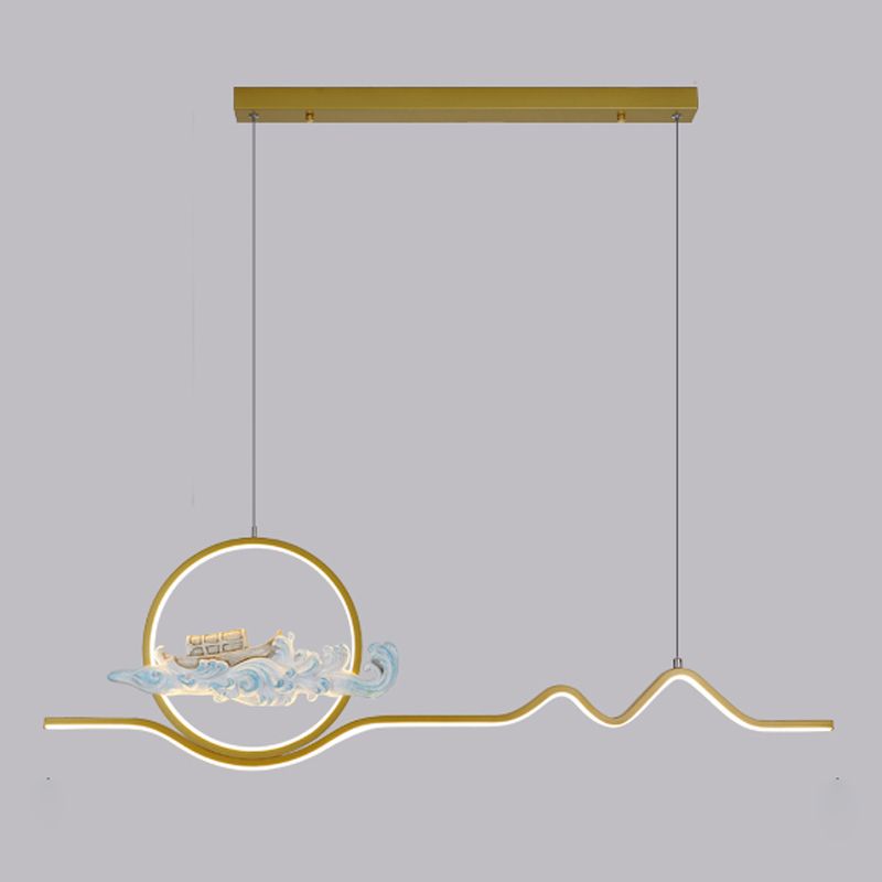 Linear Shape Island Lights Modern Style Metal 2 Light Pendant Lights