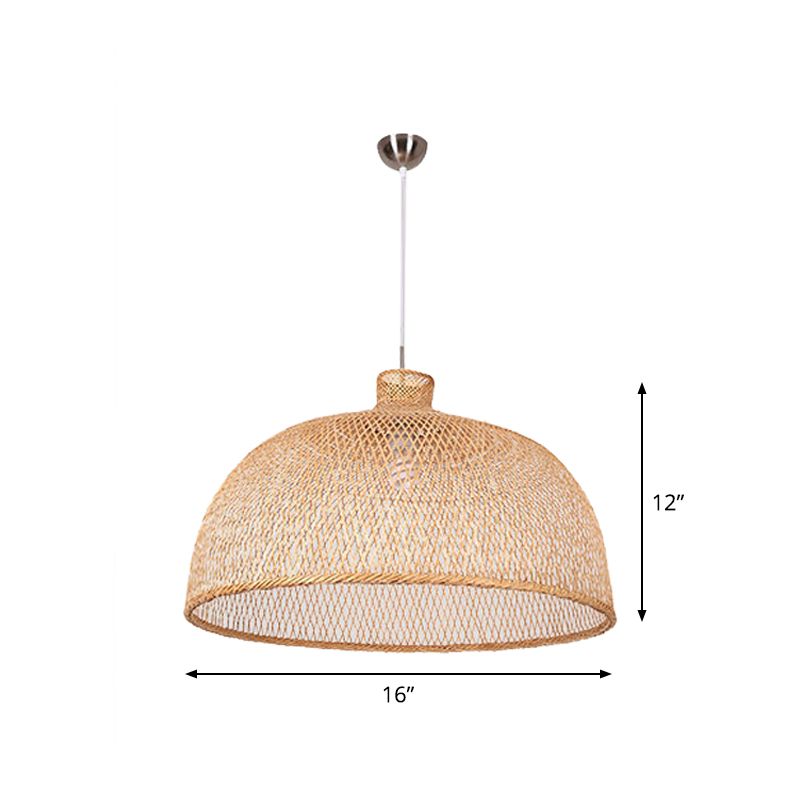 1 tête bistro pendule léger asiatique beige suspendu pendant avec bol / jar / cloche bambou nuage