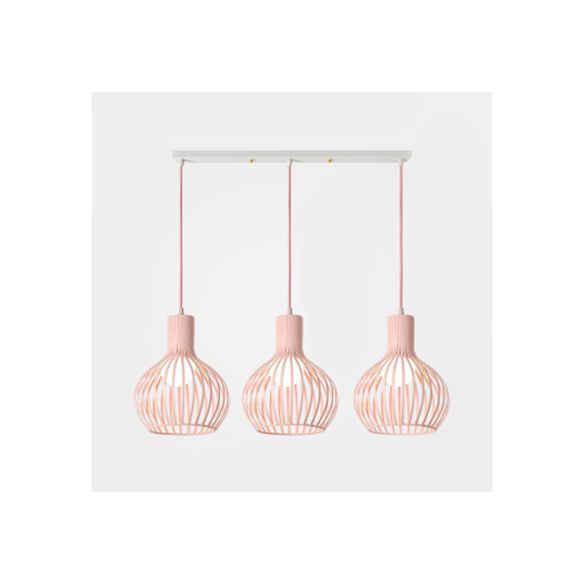 3 bulbos iluminación de techo con tono de cúpula de cúpula comedor industrial de metal luz colgante en gris/rosa