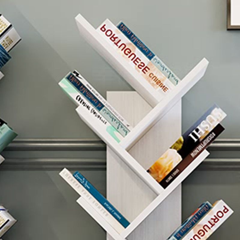 Modern Wood Bookshelf Geometric Closed Back Bookcase in Burnish