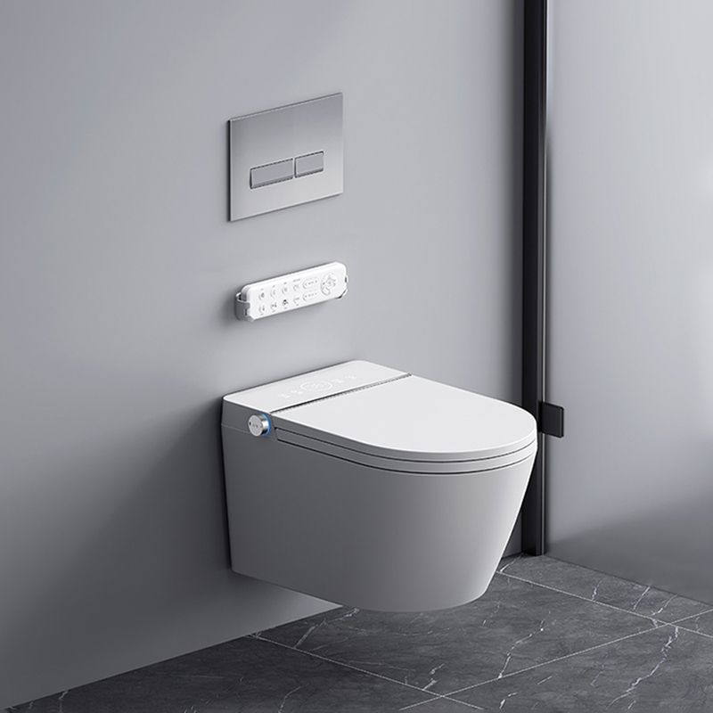 Cotton White Smart Toilet Antimicrobial Foot Sensor Elongated Wall Hung Toilet Set