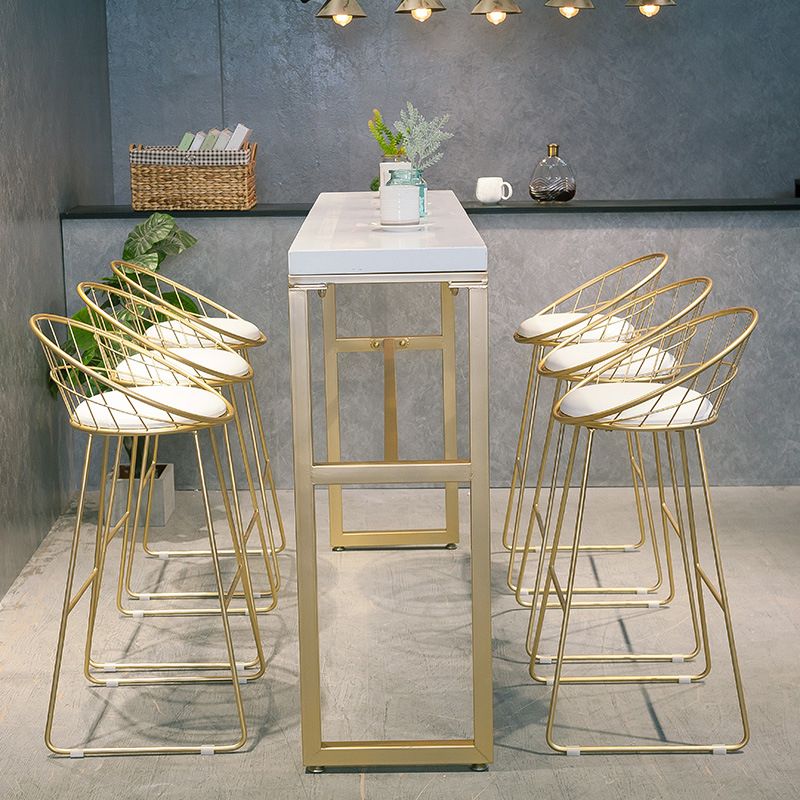 Modern Bar-height Table Solid Wood Top Bistro Pub Table with Gold Base