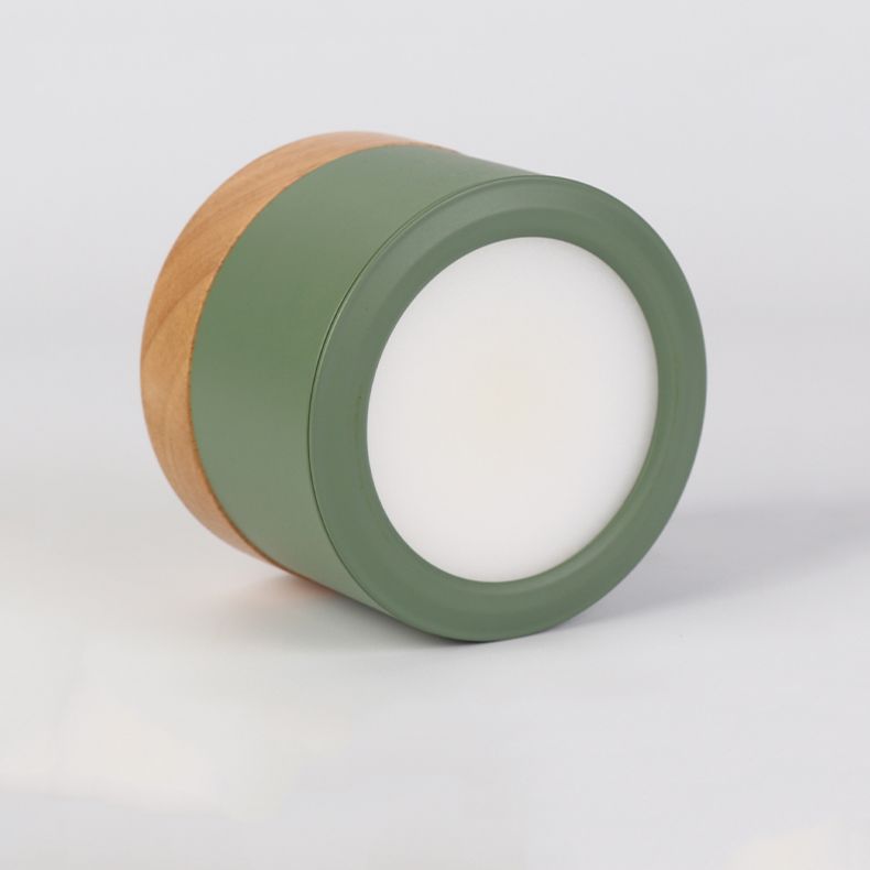 Cylinder Modern Flush Mount Metal and Wood LED Ceiling Flush Lighting