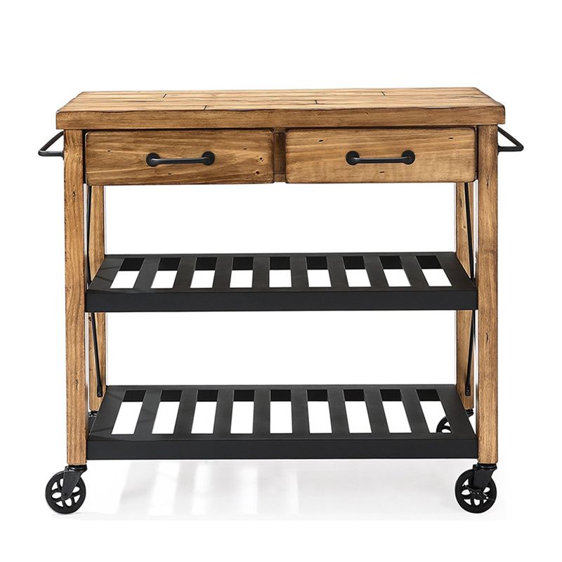 Industrial Rolling Kitchen Cart Metal Rectangular Kitchen Island Cart